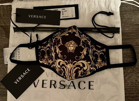 black versace face mask|Black V.